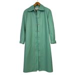 Sakowitz Vintage Trench Coat Jacket Sea Foam Green Vinyl Size 10 Belted Dagger Photo 1