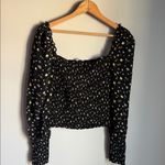 Reformation Pinto Smocked Floral-print Woven Top In Black Photo 1