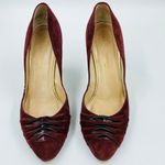 Loeffler Randall Burgundy Sueded Twist Pleat Patent Accent Pump Classic Size 9.5 Photo 4