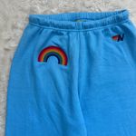 Aviator Nation Pants Women’s Rainbow Embroidery Sweatpants Light Blue L Photo 6