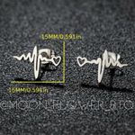 Gold Plated Heartbeat Stud Earrings – EKG Heart Line Stainless Steel Jewelry Photo 4