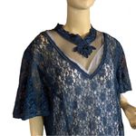 VINTAGE 1990'S DAWN JOY NAVY BLUE LACE SHEER CORSET BACK DRESS (26) Photo 6