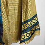 Hand Crafted India Mexicali Reversible Silk Sari Yellow Blue Pattern Wrap Skirt Size L Photo 2