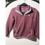 L.L.Bean  Womens Fleece Pullover Snap Neck Sweatshirt XS Petite Gray Trim Logo Photo 2