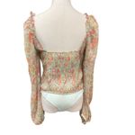 Lulus Women's Paisley Mesh Laced Chic Puffed Long Sleeve Bodysuit Top Size Large Photo 5