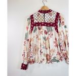 Anthropologie Let Me Be Womens Top Red Quilted Floral Blouse Cottagecore Boho XS Photo 7