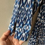 Ellie Kai Sz M Split V Neck Elbow Sleeves Pullover Stretch Blue White Blouse Top Size M Photo 3