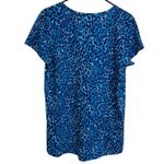 Lilly Pulitzer Etta V Neck Shirt Womens Medium Blue My Favorite Spot Leopard Photo 1