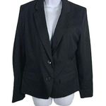 Merona Black Button Up Blazer Striped Cuffs Size 14 Photo 0