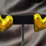 Boutique Large 3D Sunny Yellow Metallic Stud Earrings Photo 2