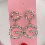 G by Guess Silver Crystal Statement Earrings Photo 0