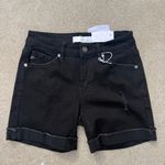 KANCAN Distressed Zip Up Black Cutoff Cuffed Jean Shorts SMALL KC5027BK NWT New Photo 1