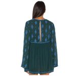 Free People  Diamond Embroidered Bell Sleeve Top in Dark Green Photo 1