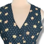 Vintage 90s Black Floral Suit Vest Button Front Adjustable Tie Back Cottage Size 10 Photo 4