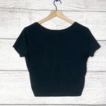 Wild Fable Black Cropped V-Neck T-Shirt Crop Top Size Large Photo 4