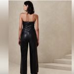 Banana Republic NWT BANANA REBUPLIC Vegan Leather wide leg Jumpsuit Size 4 Black strapless Photo 15