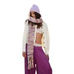 Free People NWT Women’s All Mine Neutral and Lilac Fringed Scarf Photo 1