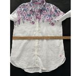 Joules Linen Shirt 8 White Floral Jeanne Print Lightweight Beach Lagenlook Photo 9