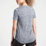 Athleta Breezy Scoop V-Neck Tee T-Shirt Gray Short Sleeve Medium Photo 2
