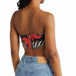 Lulus Tropical Vibes Black Tropical Print Backless Halter Crop Top NWT XS Photo 6