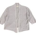 Eileen Fisher  Silk Linen Open Front Cardigan Sweater Short Sleeve Lt Blue Small Photo 0