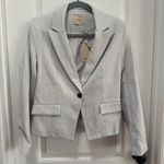 Elie Tahari Elie. by Tahari Pinstripe Blazer NWT size Small Ivory/Black Short Single Button Photo 0