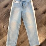 Athleta  4P Light Wash Side Stripe Straight Leg Jeans Cropped Photo 0