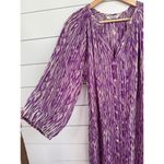 Adam Tucker Tucker Size S Purple Cream Patterned Midi Dress Bohemian 3/4 Sleeve Button Front Photo 3