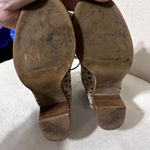 Jeffrey Campbell Laser Cut Lace Up Booties Ankle Boots sz 7.5 tan leather Ibiza Photo 4