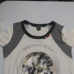 Tricot Chic Knit Cream and Black Long Sleeve Graphic Top Odd Art Luxury Size 10 Photo 14