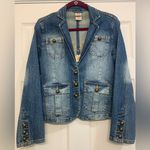 Faded Glory Vintage  Distressed Embroidered Denim Size 4 Blazer.             1816 Photo 0