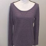 Level eight Womens Knit Stretchy Long Sleeve Shirt Stripes Purple Grey Photo 0