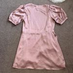 Aritzia Satin Wrap Puff Sleeve Bow Dress XS - Pink Photo 2
