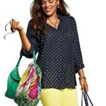 CAbi  Olive Martini Navy Button-Down Blouse #5019 Size M Photo 0