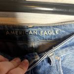 American Eagle  Mom Straight Jeans Distressed Plaid Patch 100% Cotton 12 Photo 2