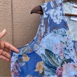 LOGO By Lori Goldstein LOGO Lori Goldstein Womens Vest Blue Floral Mixed Media Flowy Spring Size Large Photo 5