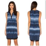 Vince 100% Silk Blue Black Tie Die Layered Shift Dress Split Neckline Size XS Photo 1