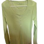 Calvin Klein Jeans  lime green Long sleeve Henley top with beads size large Photo 2