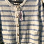 Jessica Simpson NWT L  Blue Striped Cardigan w/Gold Pearl Buttons L Photo 4