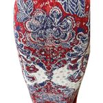 Peruvian Connection  Red, Blue & Ivory Hand Knit Pima Cotton Skirt Size Medium Photo 3