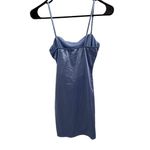 Windsor  Light Blue Satin Ruched Cowl Neck Mini Dress S Photo 2