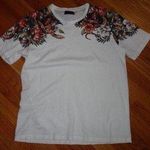 ZARA snake and jungle flowers shoulder white t shirt L retro boho emo Photo 0
