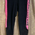 PINK - Victoria's Secret  black hot pink mesh ankle leggings, S GUC Photo 0