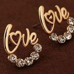 18K gold Diamond Studded Love Earrings Photo 2