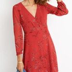 Madewell  Hazelwood Faux Wrap Dress 2 Red Floral Mini Long Sleeve V-Neck Boho Photo 0