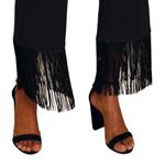 Lulus  Catch a Crutch black fringe crop womens pants L Photo 6