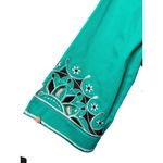 Bob Mackie VTG Wearable Art Embroidered Teal Jacket Floral Design Cotton Blend L Photo 7