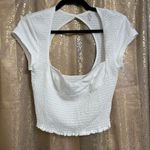 Free People  White Strike A Pose Smocked Cropped Top Large NWOT Photo 0