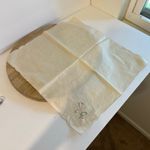 Vintage Handmade Beige Cotton Embroidered Floral Square Bandana Neck Tie Tan Photo 3