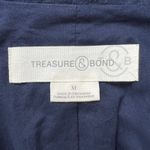 Treasure & Bond Treasure Bond Navy Blue Striped Linen‎ Blend Blazer Jacket Business Casual M Photo 3